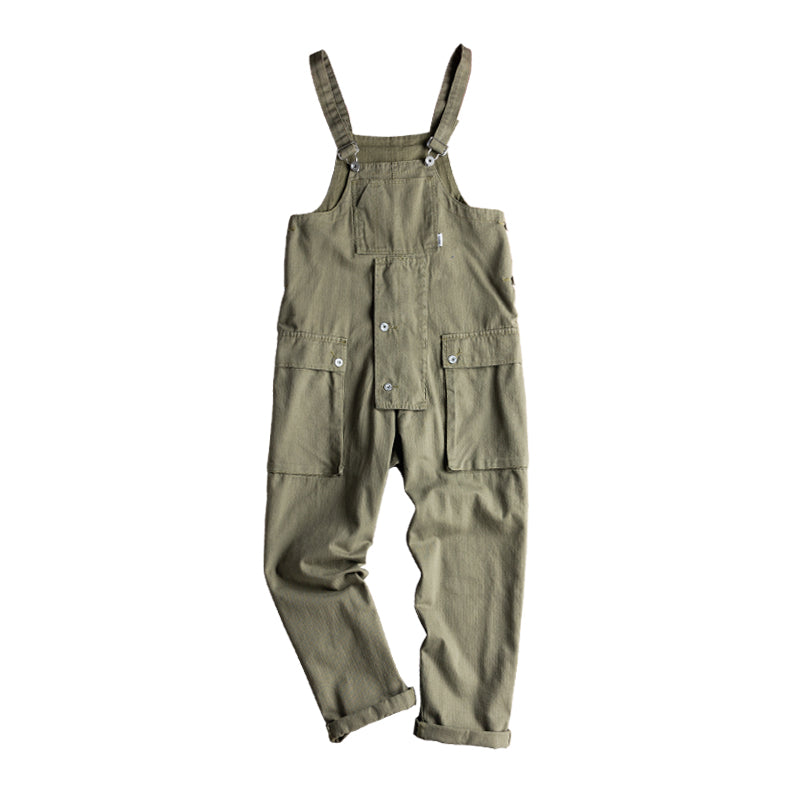 American Retro Multi-pocket Loose Jumpsuits Work Bib Overalls