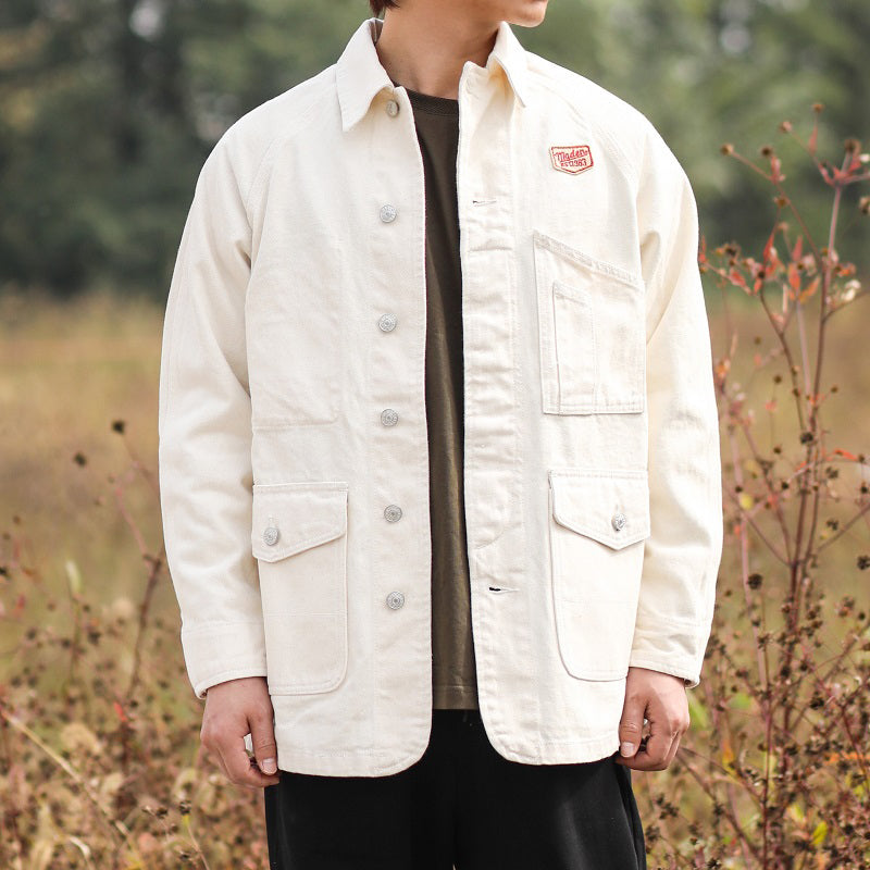 Retro Casual Multy-pocket White Cargo Jacket