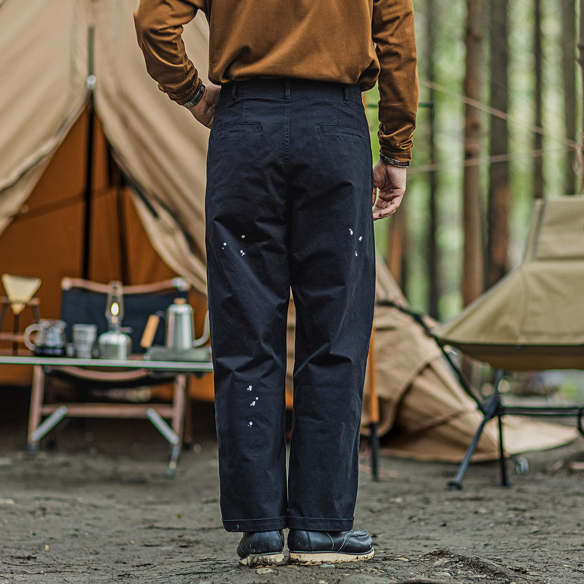 Men's VIntage Military Loose Straight Leg Trousers
