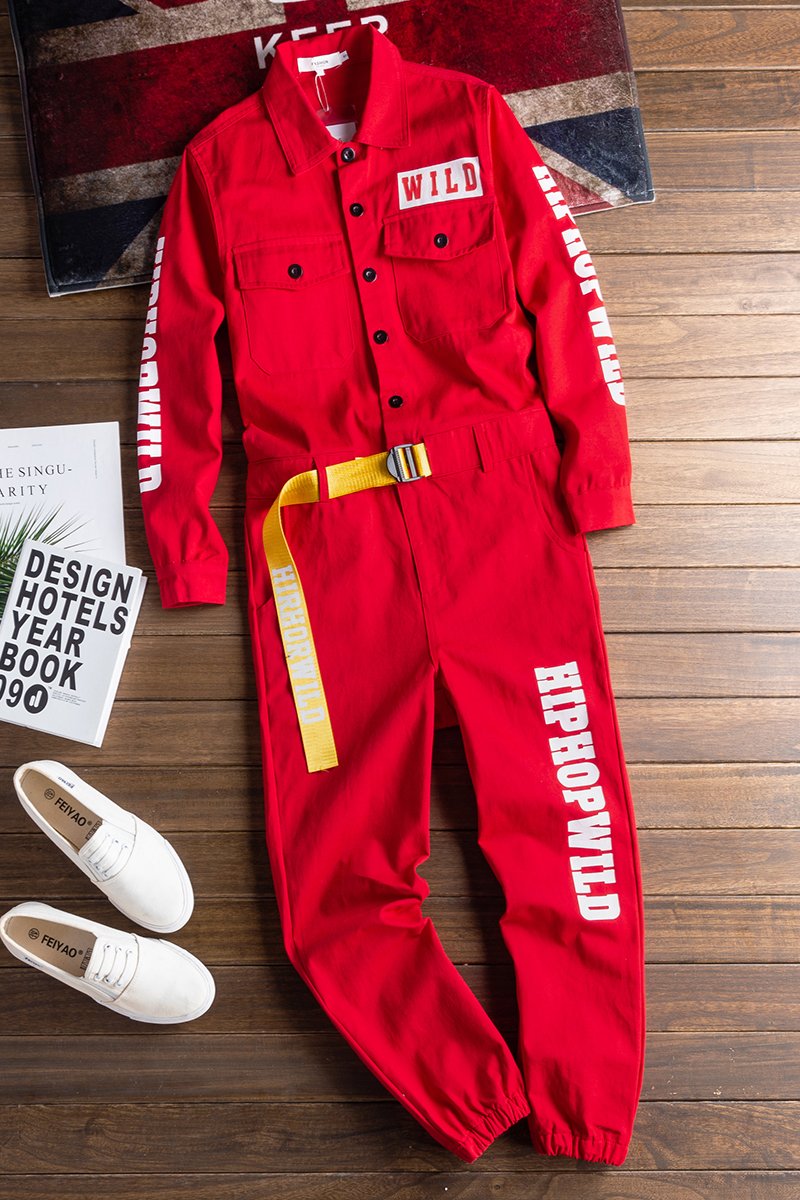Hip Hop Multi Pocket Workwear Loose Coverall Beam Feet Jogging Cargo Pants Streetwear Overalls Playsuit