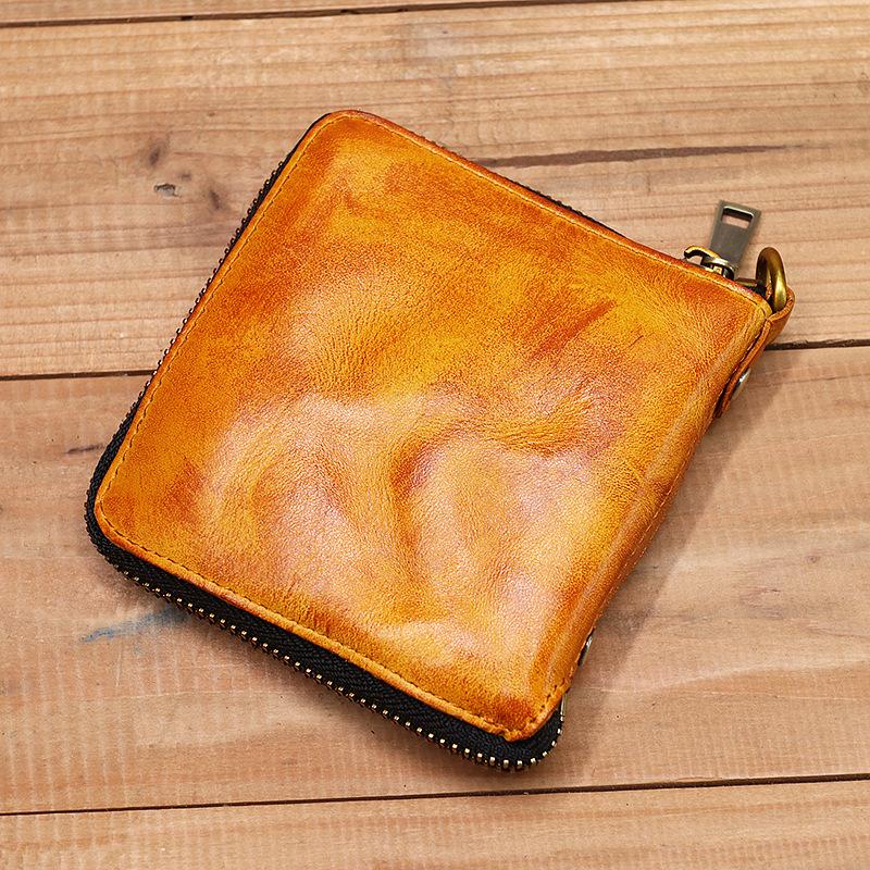 Retro Handmade Genuine Leather Zipper Wallet