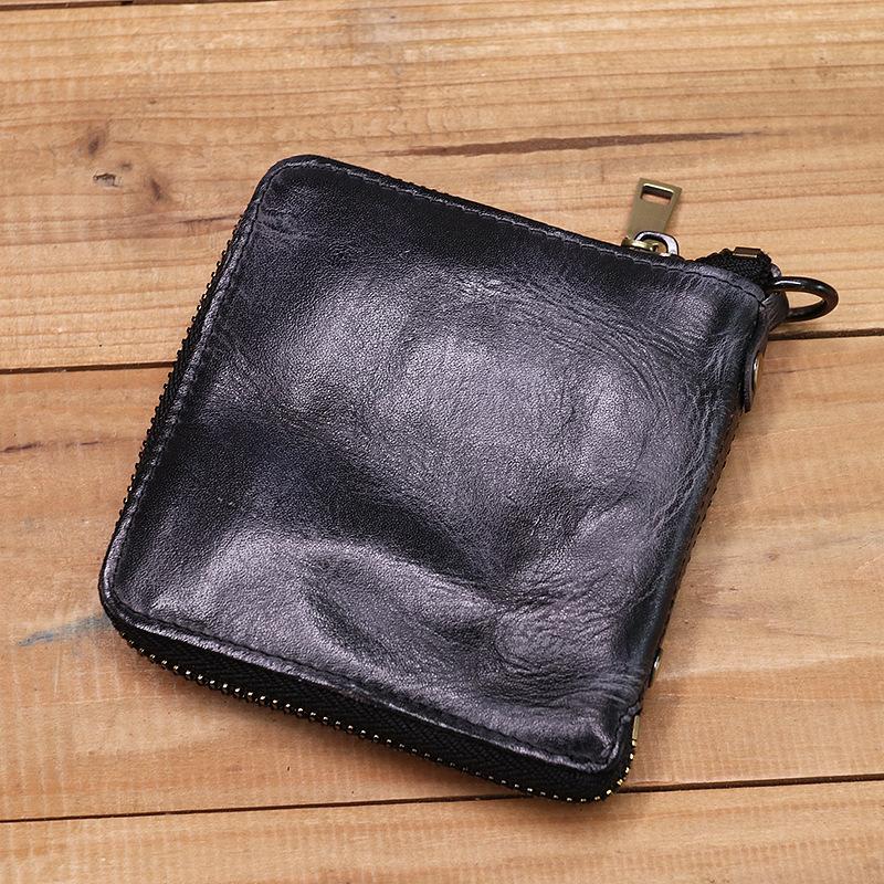 Retro Handmade Genuine Leather Zipper Wallet