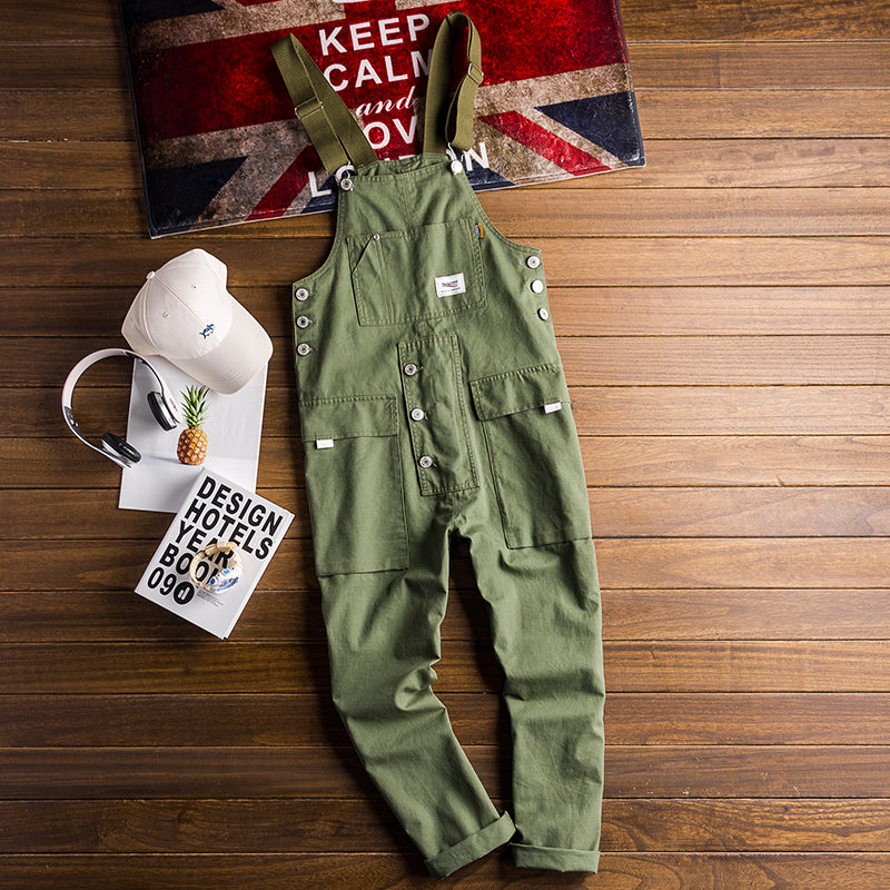 90s Vintage Casual Multi-Pocket Streetwear Jumpsuits Jogger Suspender Cargo Bib Workwear Unisex Overalls