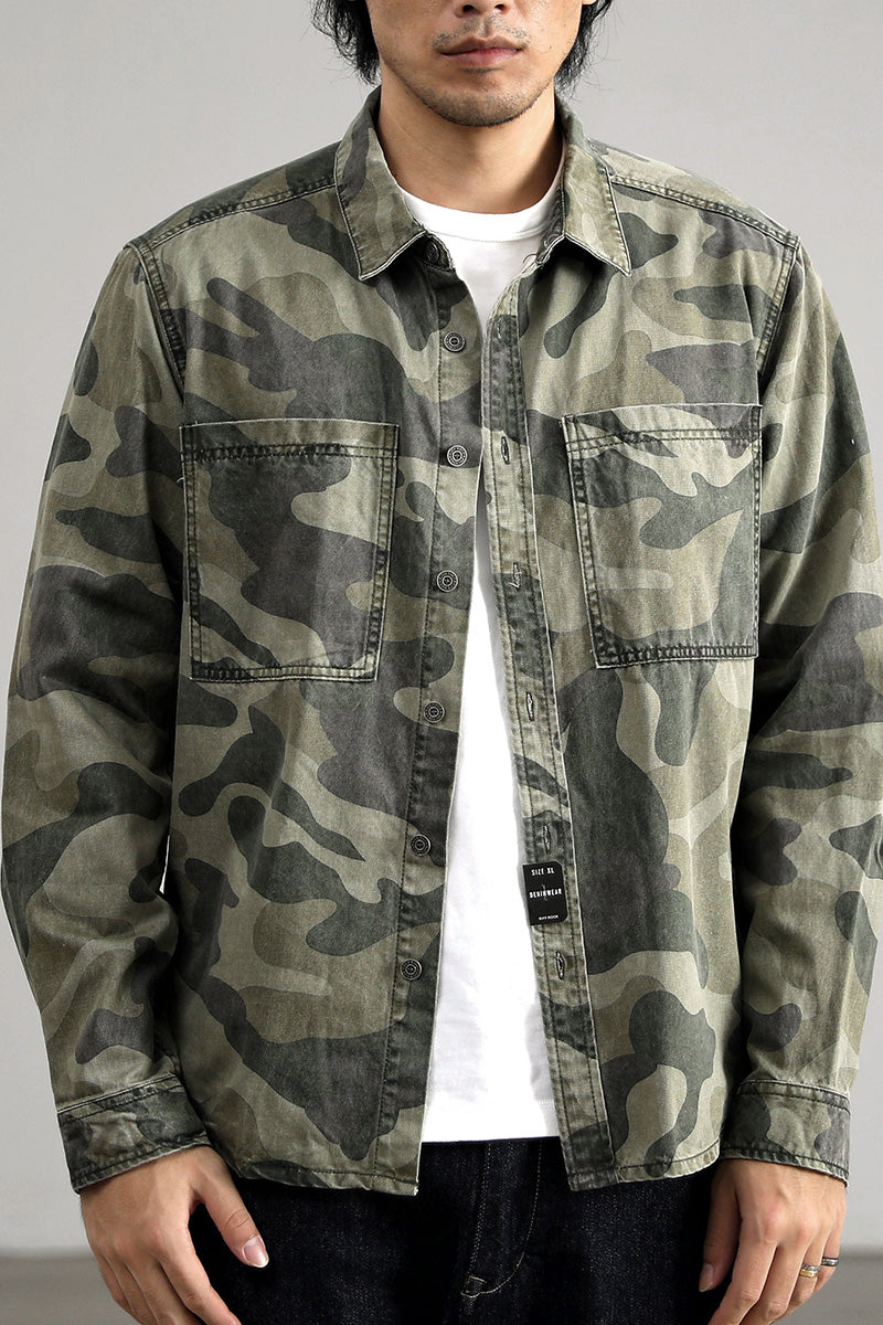 Retro Military Style Camouflage Shirt Jacket