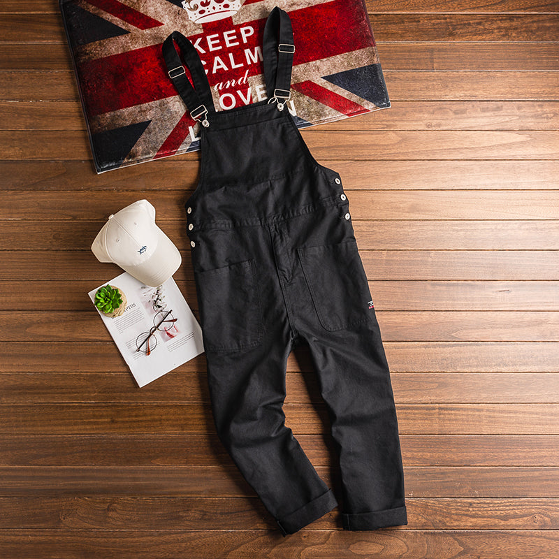 Japanese Retro Loose Workwear Jumpsuit Bib Overalls Suspender Pants Playsuit