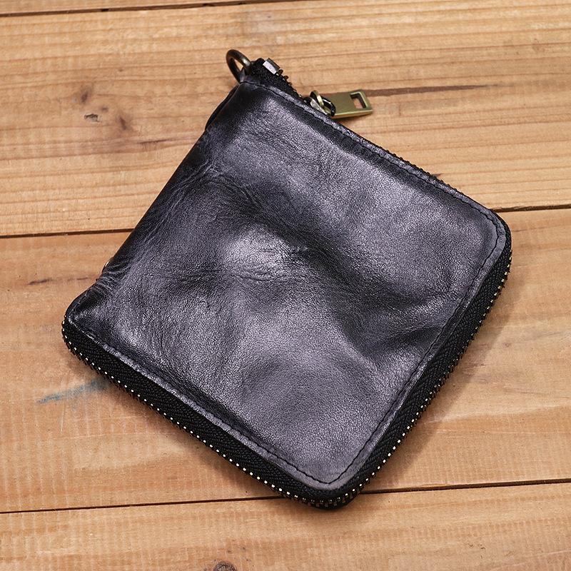 Retro Handmade Genuine Leather Zipper Wallet
