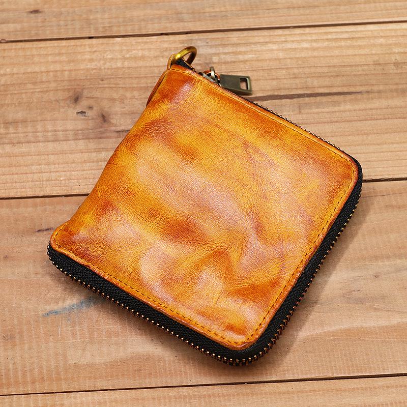 Retro Handmade Genuine Leather Zipper Wallet