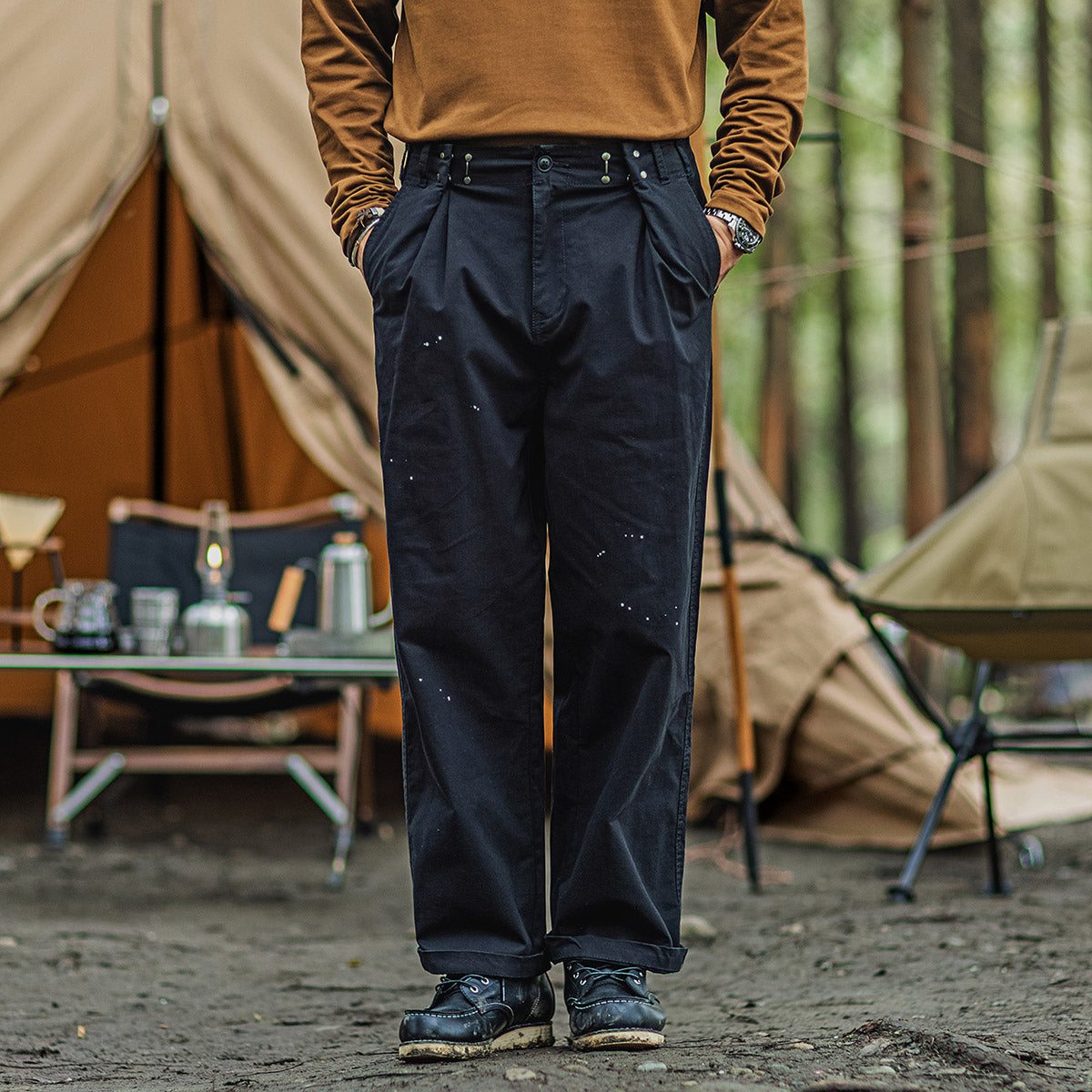 Men's VIntage Military Loose Straight Leg Trousers