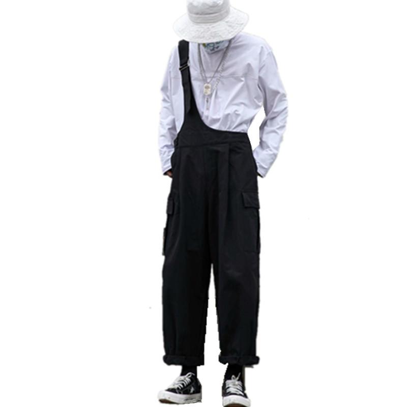Men's Black Loose Overalls