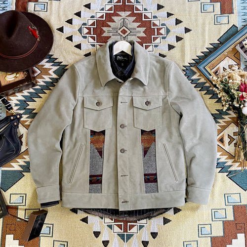 Men's Vintage Navajo Paneling Suede Leather Jacket