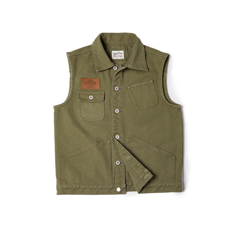 Men's Vintage Slim Single Breasted Multi-pocket Hunting Wool Vest