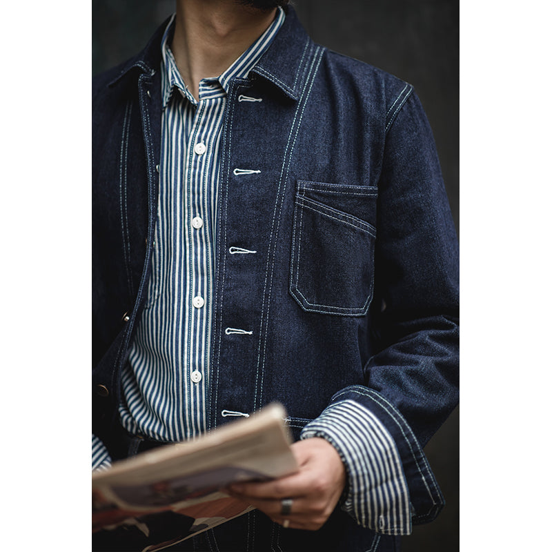 Retro Striped Denim Jacket