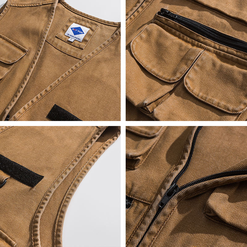 Retro Multi-pocket Tool Cargo Vest