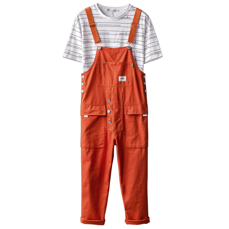 American Casual Multi-Pocket Hiphop Streetwear Jumpsuits Jogger Suspender Cargo Bib Unisex Overalls