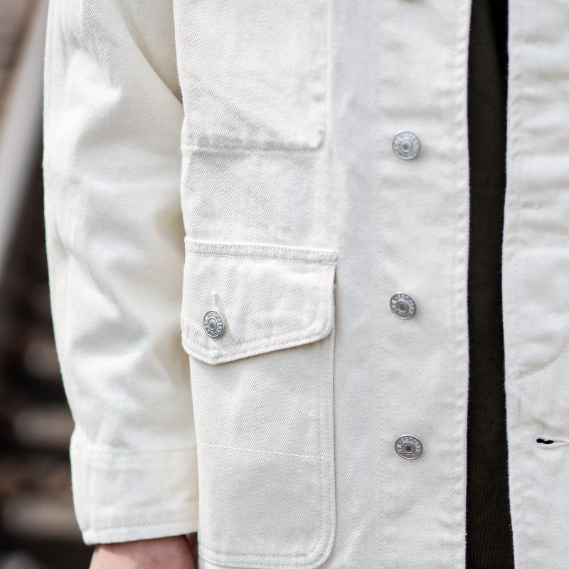 Retro Casual Multy-pocket White Cargo Jacket