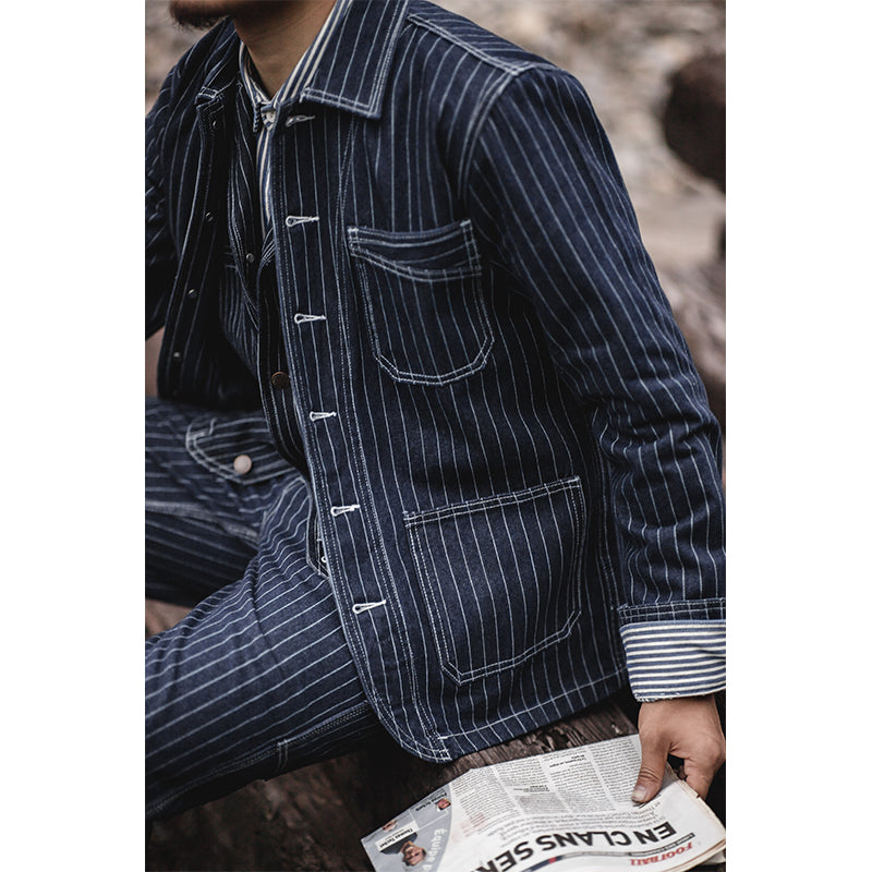 Retro Striped Denim Jacket