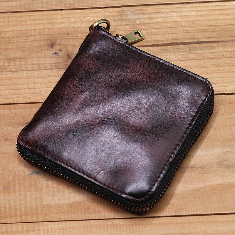 Retro Handmade Genuine Leather Zipper Wallet