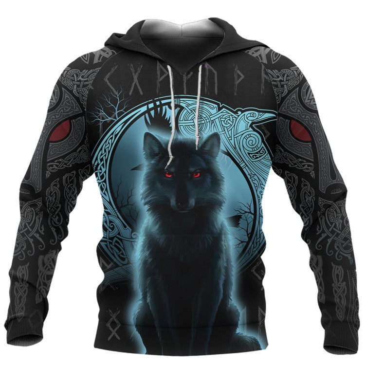 VIKINGS NORSE WOLF FENRIR HOODED SWEATSHIRT