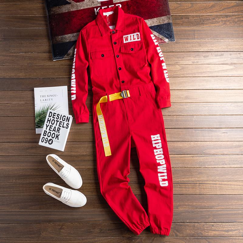 Hip Hop Multi Pocket Workwear Loose Coverall Beam Feet Jogging Cargo Pants Streetwear Overalls Playsuit
