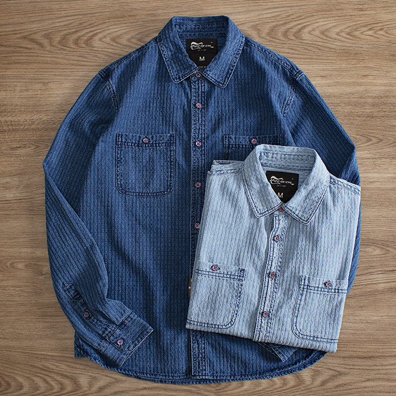 Men's Vintage Distressed Denim Shirt