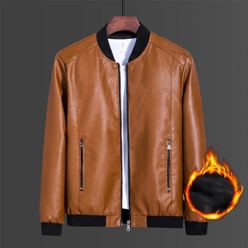 Slim-fit Leather Jacket Plus Size Baseball Uniform Jacket