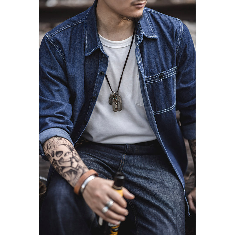 Retro Denim Shirt Long-sleeved Shirt