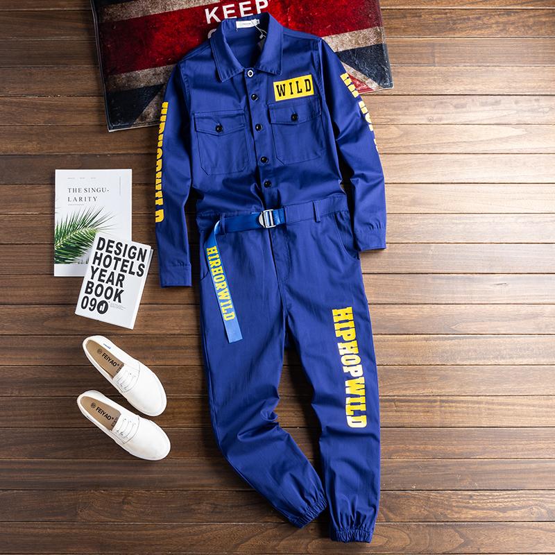 Hip Hop Multi Pocket Workwear Loose Coverall Beam Feet Jogging Cargo Pants Streetwear Overalls Playsuit