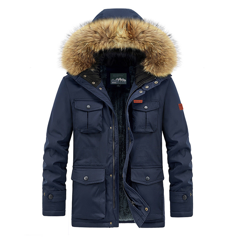 Winter Padded Coat Mid-length Loose Plus Size Multi-pocket Jacket