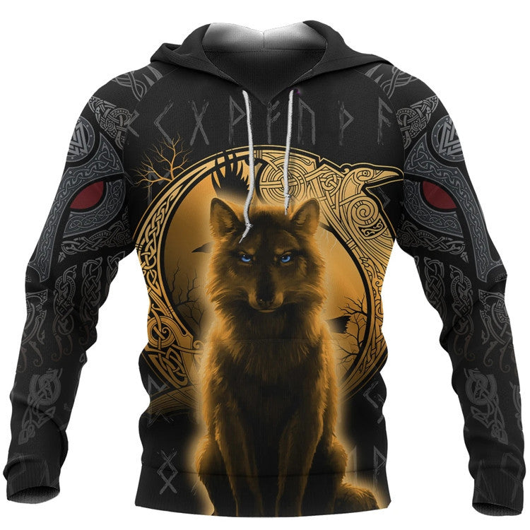 VIKINGS NORSE WOLF FENRIR HOODED SWEATSHIRT