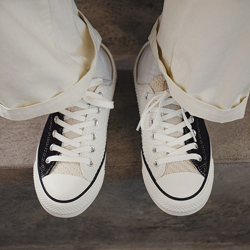 Men's Vintage Black And White stitching Woven Canvas Shoes