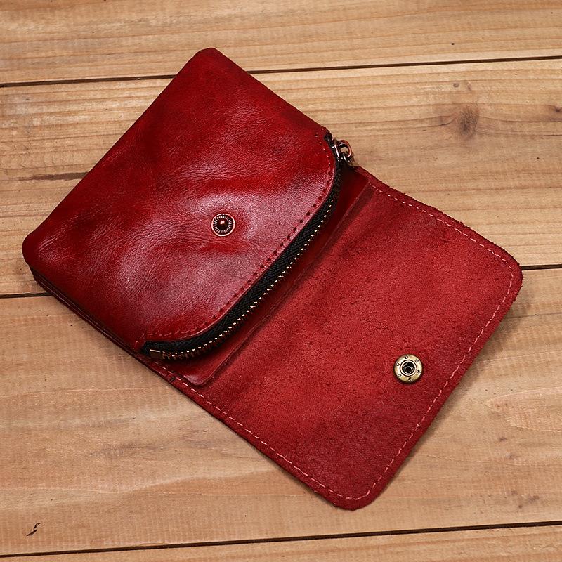 Red Handmade Small Wallet Coin Purse Card Case