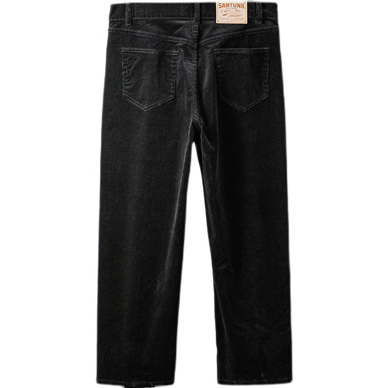Men's Vintage Straight-leg Loose High Waist Corduroy Pants