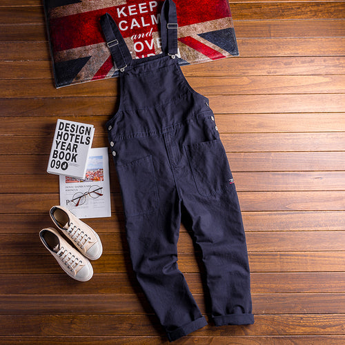 Japanese Retro Loose Workwear Jumpsuit Bib Overalls Suspender Pants Playsuit