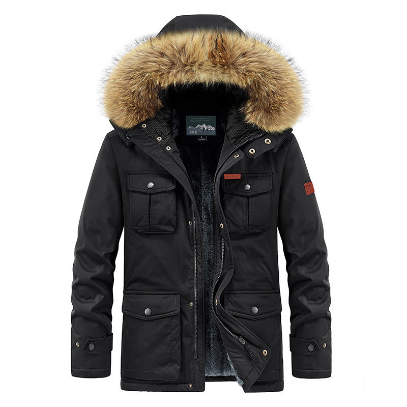 Winter Padded Coat Mid-length Loose Plus Size Multi-pocket Jacket