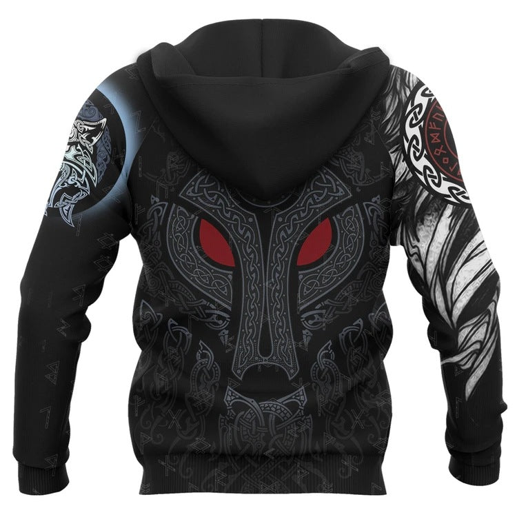 VIKINGS NORSE WOLF FENRIR HOODED SWEATSHIRT