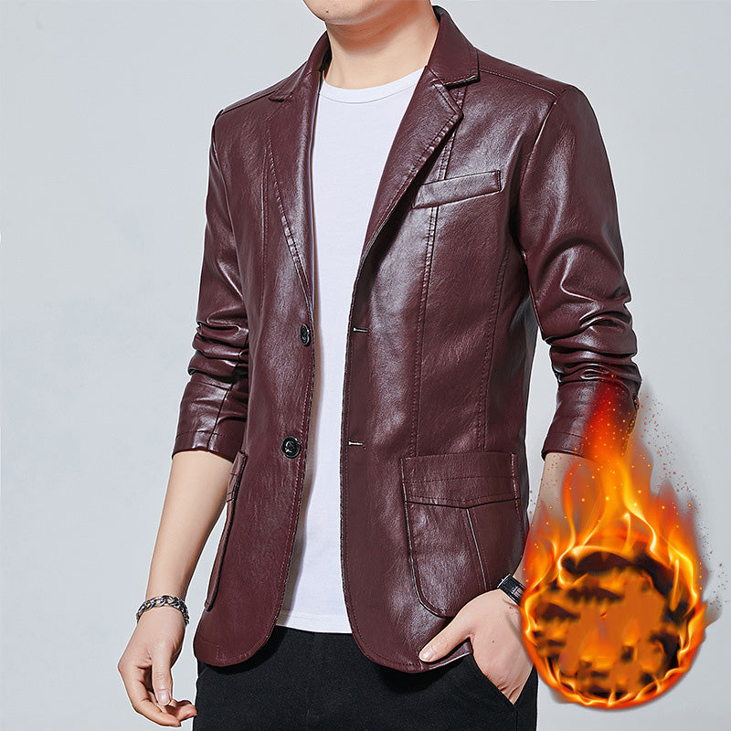 Men's Slim Motorcycle Leather Jacket Blazer