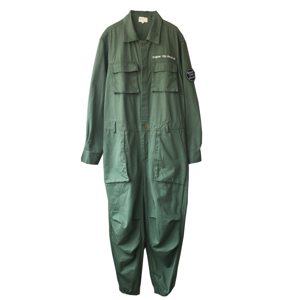 Men's Retro Casual Beamed Jumpsuit Strap Trousers Multi-pocket Loose Tooling Overalls