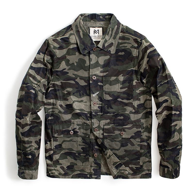Men's Vintage  Camouflage Waxed Canvas Jacket