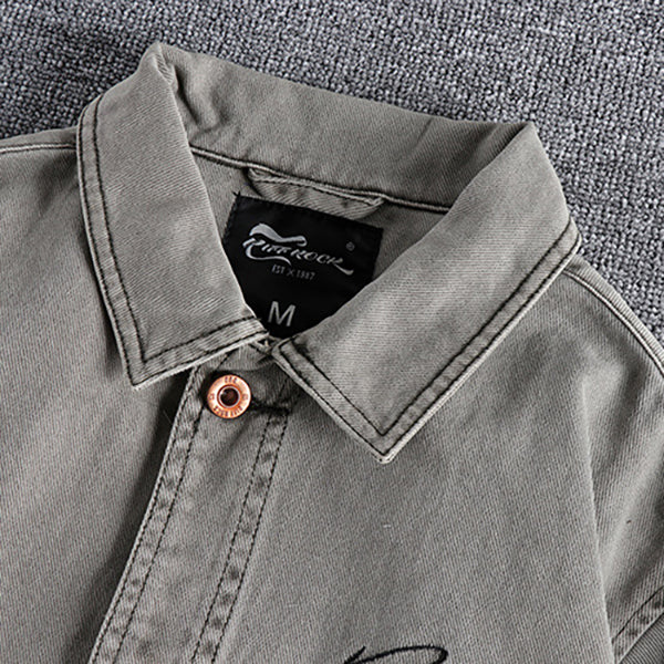 American Retro Washed Distressed Casual Cargo Jacket