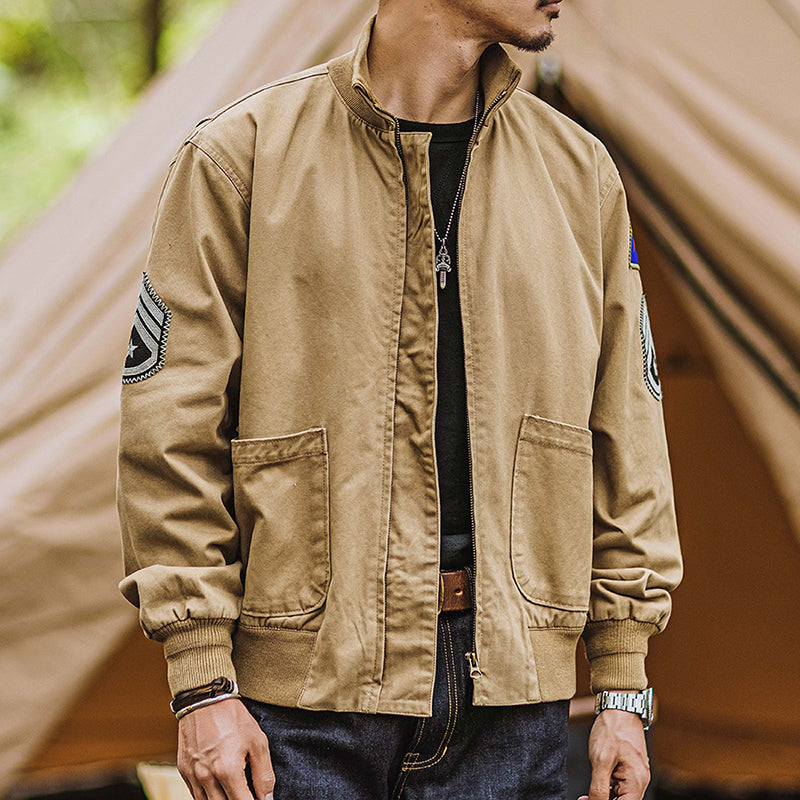 American Retro  Camping Stand Collar Jacket Outdoor Coat