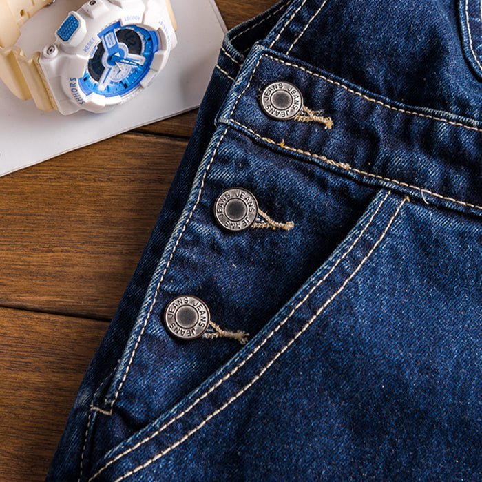 American 90s Vintage Loose Denim Jumpsuit Streetwear Bib Overalls For Men
