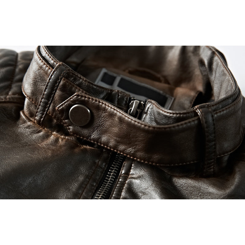 Men's Vintage Zip Western Leather Jacket