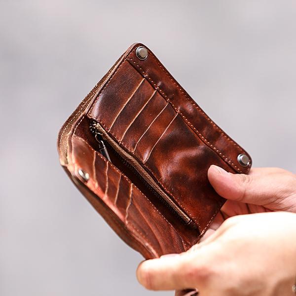 Vintage Italian Distressed Bifold Men's Western Wallet