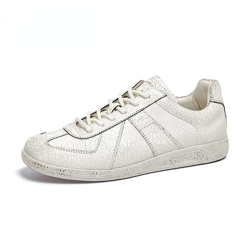Men's Vintage Distressed Crack White German Army shoes