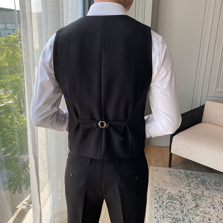 Men's Solid Color Slim Wool Suit Vest
