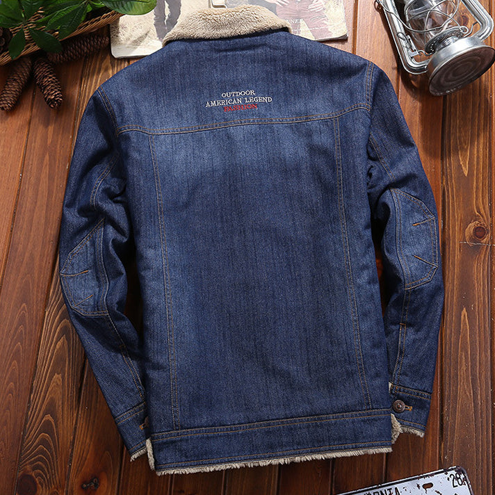 Men's Plus Fleece Warm Denim Cotton Jacket