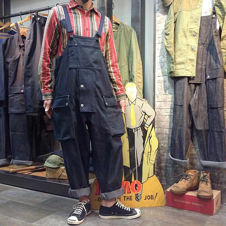 Men's Baggy Workwear Overalls Oversized Denim Jumpsuit