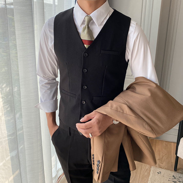 Men's Solid Color Slim Wool Suit Vest