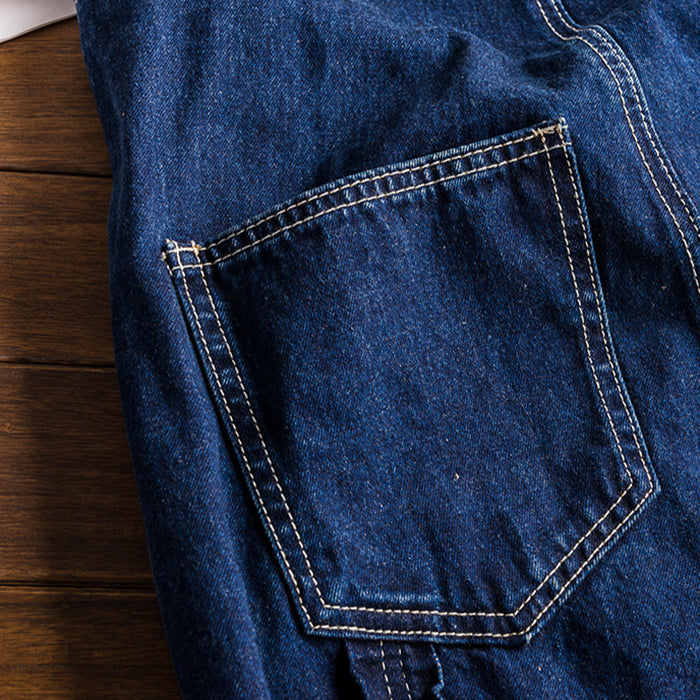 American 90s Vintage Loose Denim Jumpsuit Streetwear Bib Overalls For Men