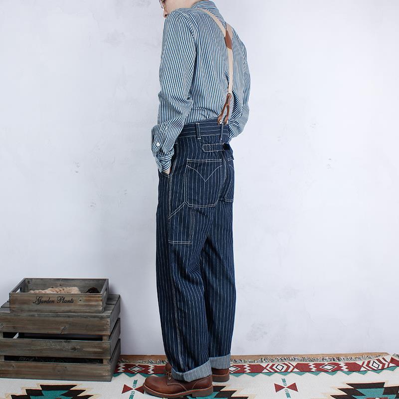 Men's Striped Denim Jackets Wide-leg Striped Pants